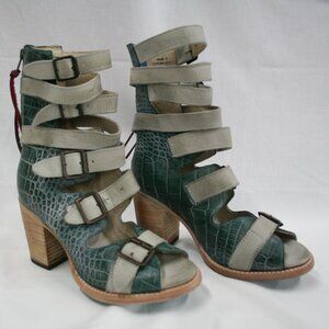 Freebird by Steven Bond Turquoise Croc Print Booties